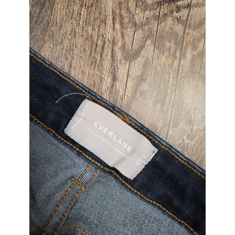 Everlane Curvy High Rise Skinny Stretch Denim Jeans Dark Wash 32 Crop - Picture 2 of 5